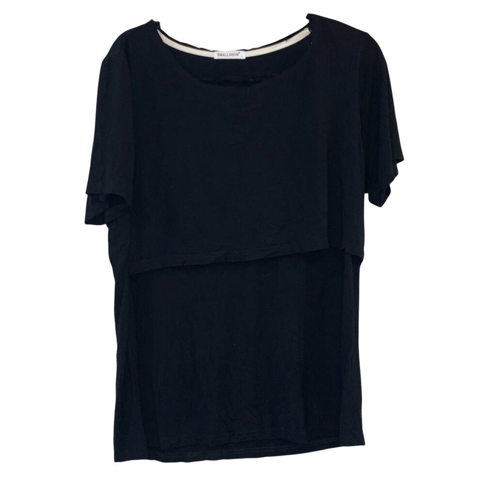 Smallshow Black Short Sleeve Nursing‎ Tops Two